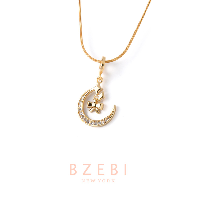 BZEBI Kalung Kabel Baja Titanium 18k Gold Gaya Korea Untuk Hadiah Ulang Tahun Wanita 186n