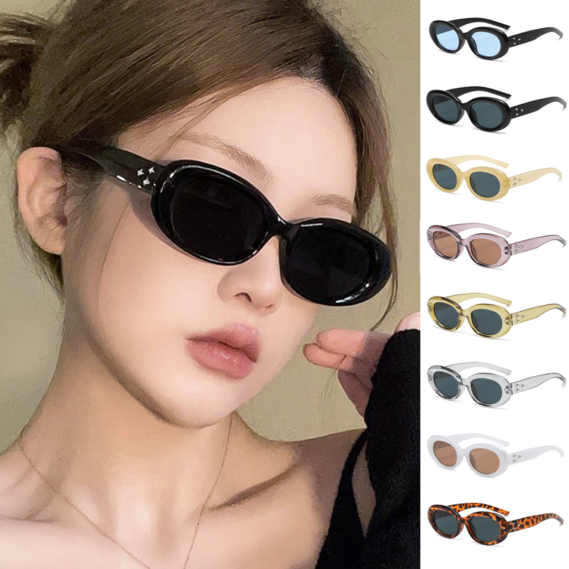 Kacamata Hitam Bingkai Kecil Retro Korea Untuk Wanita Pria Gaya Vintage Sunnies