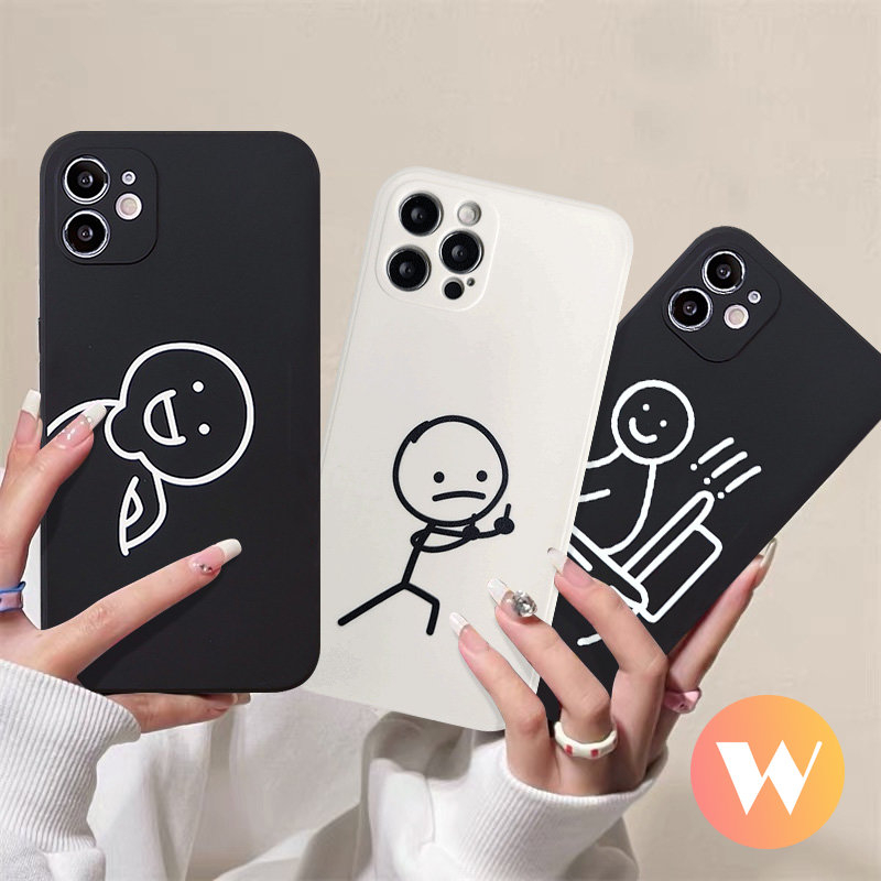 Case Stickman Lucu Hitam Dan Putih Oppo A76 A96 A16 A57 A17 A17k A11 A12 A54 A15 A7 A95 A78 A36 A74 A11K A5S A92 A1K A3S Reno 8T 7 6 4F 5F 45 A5 A53 A9 Soft TPU Sarung Shockproof