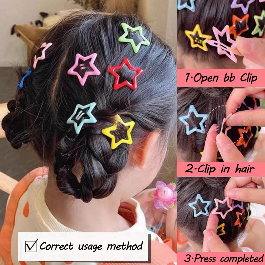 12pcs/set Bentuk Bintang Permen Warna Korea Manis Jepit Rambut Untuk Gadis Lucu Buah Bb Jepit Rambut Barrettes Hiasan Kepala Aksesoris Rambut Fashion Anak