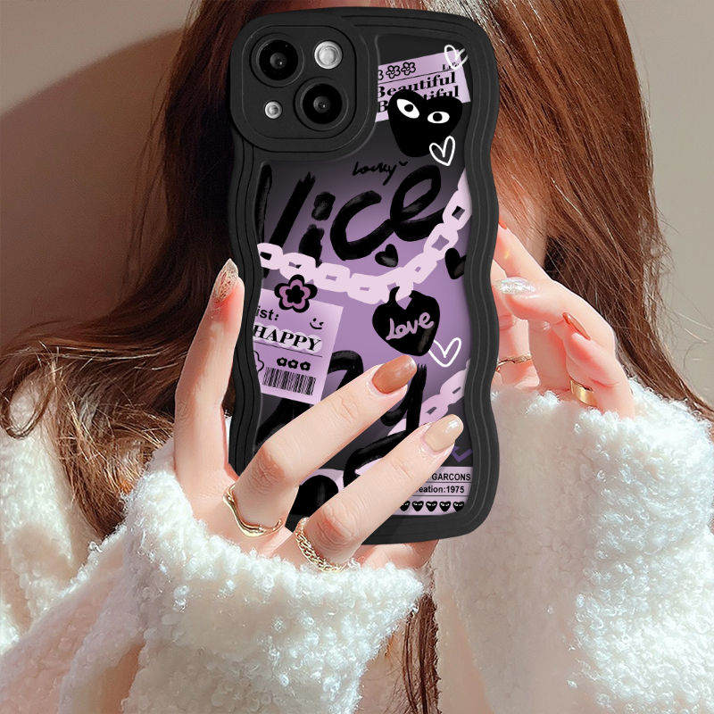 Infinix Hot10 9 10T 8 11 Play 12 Pro Hot 10s 20 20s 11s NFC 10Lite 11s 12i Note 12 G96 8 10Pro 12Pro 12 2023 Smart5 4 6 Plus Comme des Garcons Love Heart Wavy Edge Tpu Sarung Soft Case