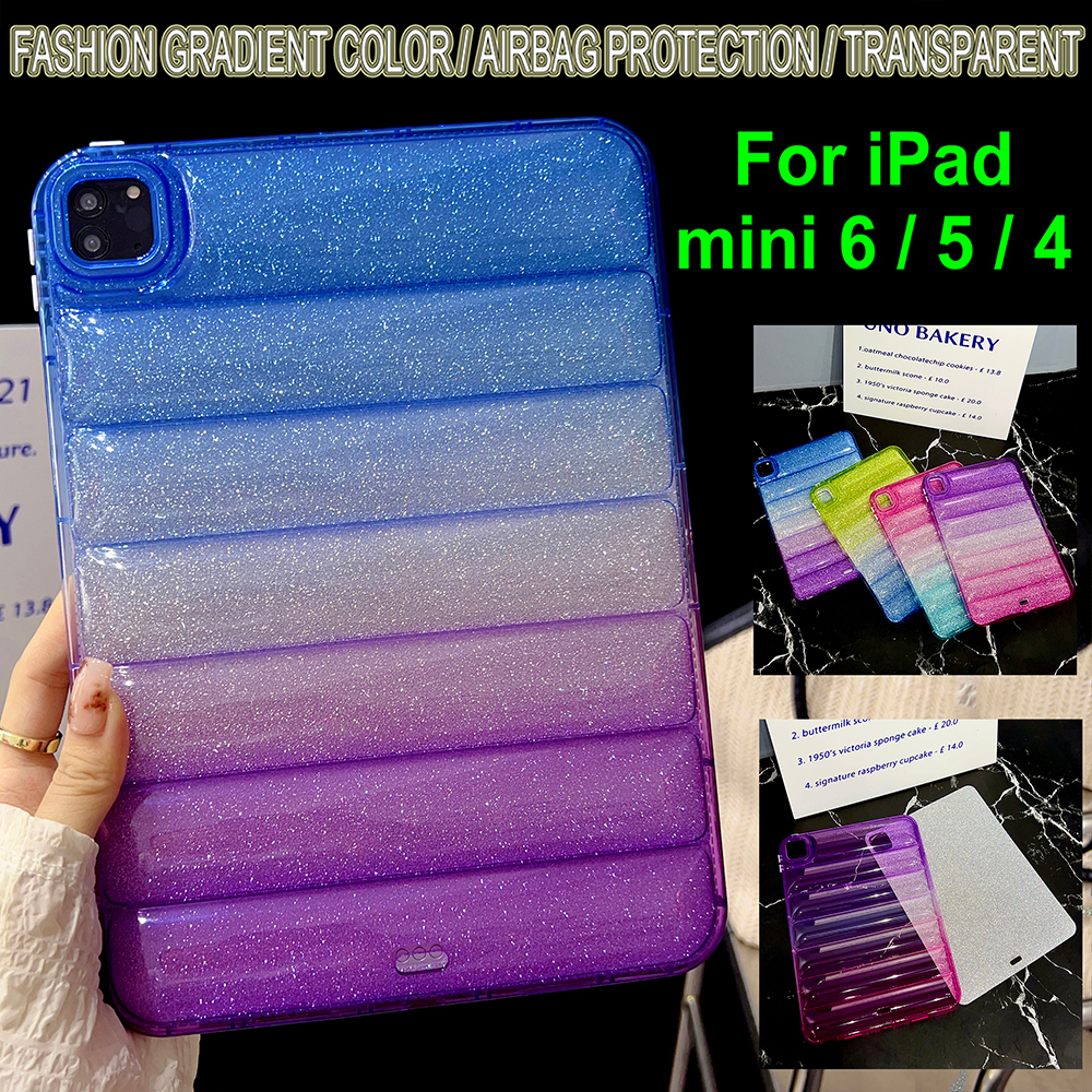 Untuk iPad Mini6 (2021) 8.3&quot; A2568 iPad mini 5 4 7.9&quot; Tablet Penutup Pelindung Fashion Turun Baju Warna Gradasi Bening BlingBling Glitter Case