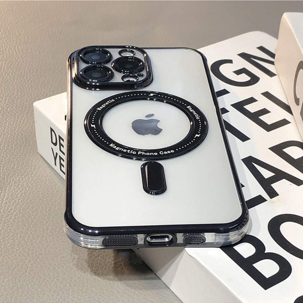 Mewah 6D transparan elektroplating iPhone soft Case cocok untuk Apple iPhone 11 12 13 14 pro Max 14Plus Shockproof Non Yellowing Silicone Magnetic iPhone Case