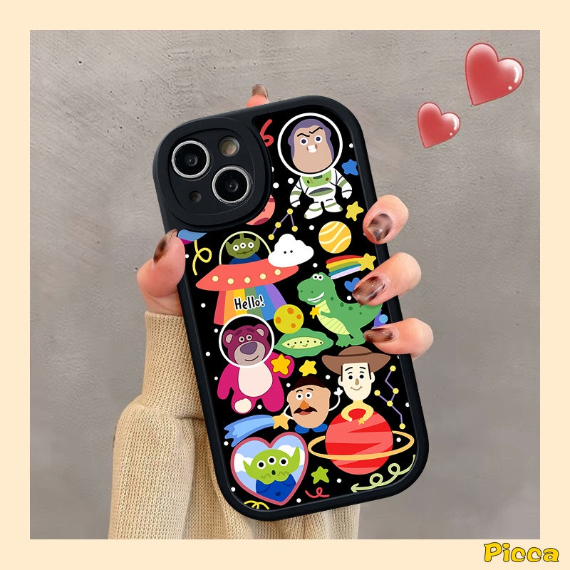 Kartun Toy Story Cute Strawberry Bear Manyo Pig Phone Case Kompatibel Untuk iPhone 7Plus 8Plus XR 11 13 14 12 Pro Max X XS Max 7 8 6 6s plus SE 2020 Lembut Tpu Shockproof Back Cover