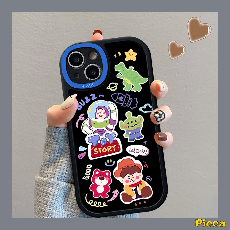 Kartun Toy Story Cute Strawberry Bear Manyo Pig Phone Case Kompatibel Untuk iPhone 7Plus 8Plus XR 11 13 14 12 Pro Max X XS Max 7 8 6 6s plus SE 2020 Lembut Tpu Shockproof Back Cover