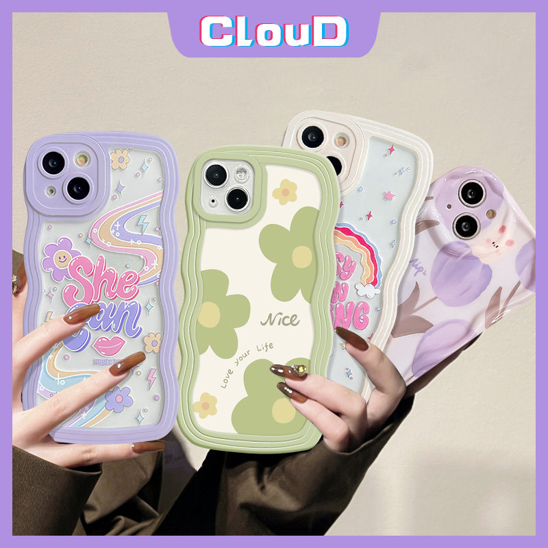 Casing Shockproof Oppo A53 A57 A76 A31 A17 A17K A78 A96 A54 A15 A36 A95 A16 A12 A5s A5 A9 A92 A74 A7 A3s Reno 8T 7 A1K A92 Smile Multicolor Rainbow bunga tulip Soft Case Cover