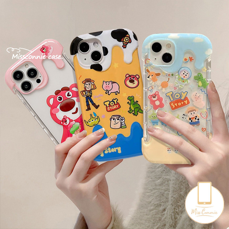 Kartun Toy Story Buzz Lightyear Case Kompatibel Untuk IPhone 7Plus 11 13 12 14 Pro Max XR 78 Plus X XS Max Beruang Strawberry Lucu Manyo Permen 3D Es Krim Lembut Tpu Cover