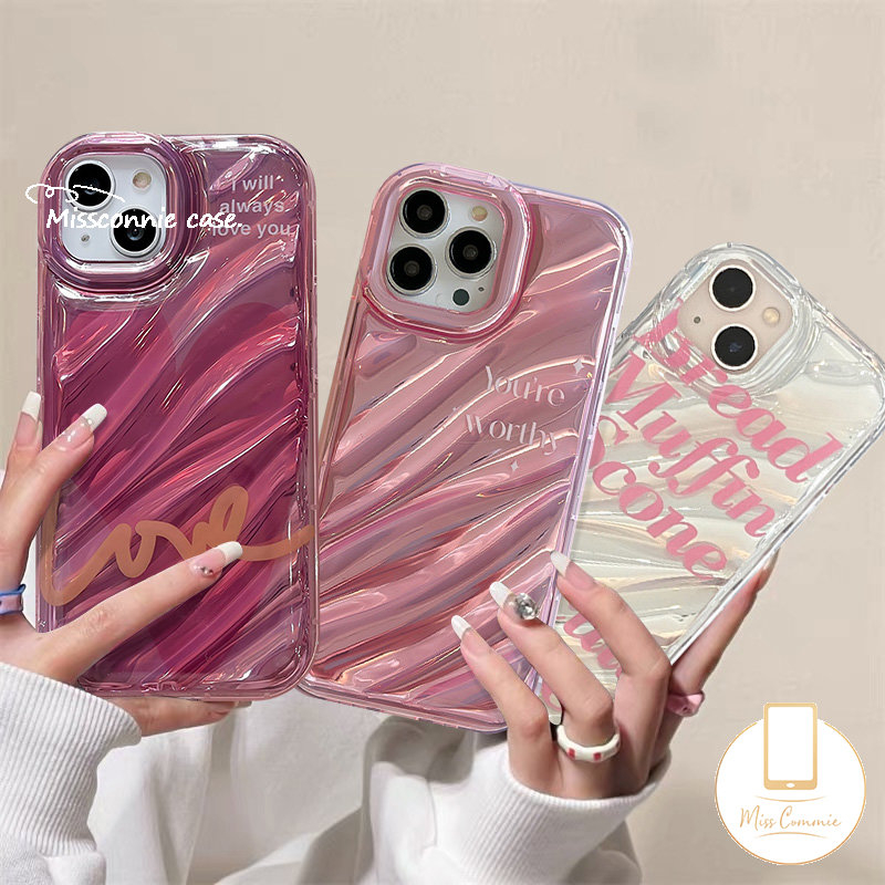 IPHONE Luxury Simple Love Alphabet Case Kompatibel Untuk Iphone7 8 6 6S Plus 12 11 13 14 Pro MAX XR X XS MAX SE 2020 Ins Kartu Laser Kreatif 3D Stereo Pola Korgasi Bening Soft Cover