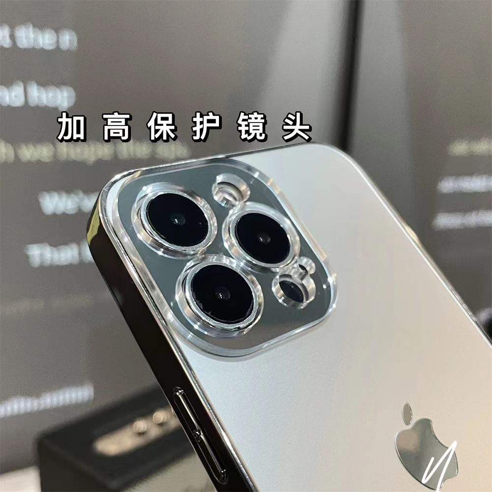 IPHONE Casing Lensa Kaca Frosted Matte Mewah Untuk Iphone14 11 13 12 Pro Max 14Plus Plating Edge Casing Hard PC