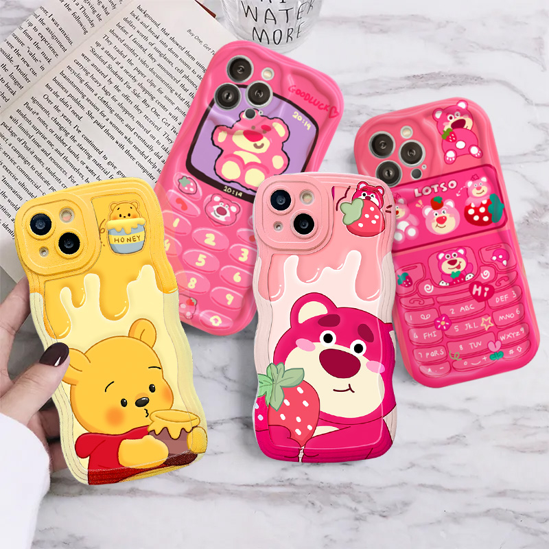 Case Realme C53 C21Y 10 8 8i 5i C20 9i 8Pro C12 C15 C25Y C35 C25 C33 C30 C25s 6i 7i 7 5 9Pro+9 C3 C17 C11 Kartun Manyo Strawberry Bear Winnie The Pooh Lucu Lembut Tpu Cover