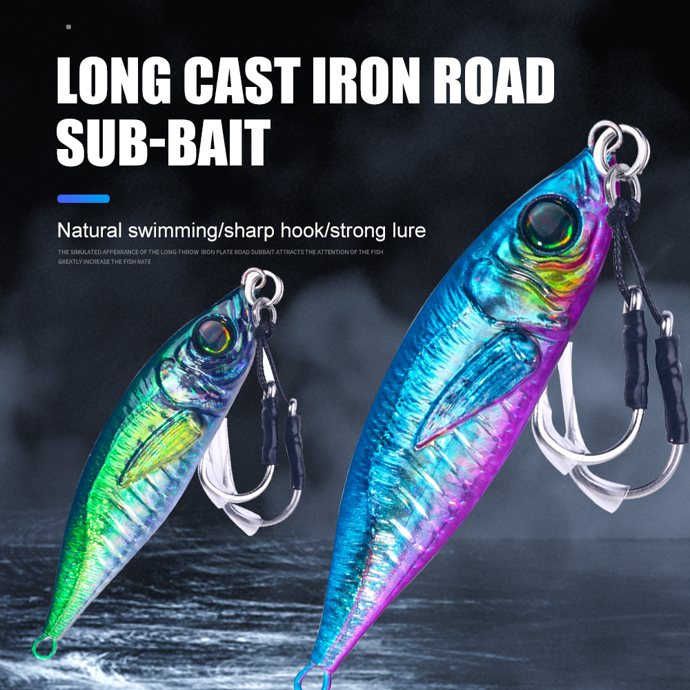 Hengjia Baru 1PCS SLOW Falling Jig Lure 3D Print Fishing Artificial Angler 7g-206g Metal Vertical Hard Bait Tenggelam Jigging Long Casting Fishing Bait Dengan assist hook