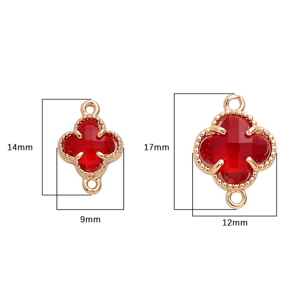 2pcs /Bag Retensi Warna Lapis Emas Transparan Kristal Bunga Ganda Gantung Kalung Liontin Charms Untuk Handmade DIY Aksesoris