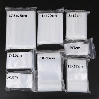 100pcs Kantong Plastik Self Sealing Sachet Zip Zipper Lock Transparan 12*17cm /14*20cm/17.5*25cm Ziplock Bag Bening Untuk Kemasan Perhiasan