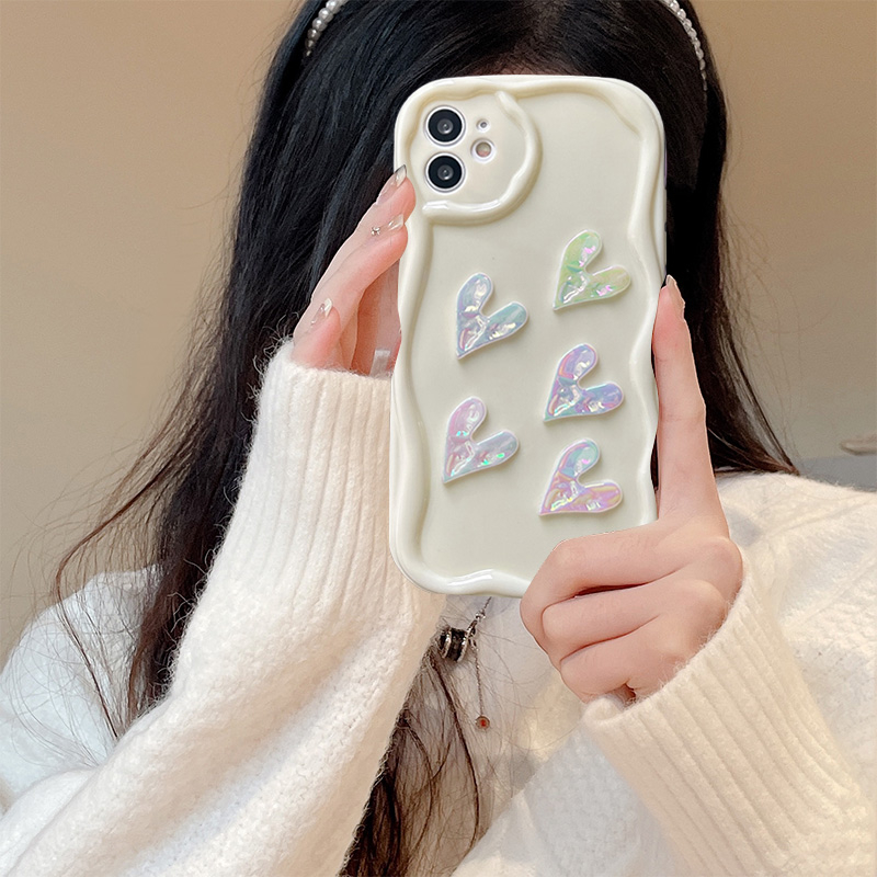 Redmi 12C A1 10C 10 10A 9 9A 9C 9T Note 12 12s 11s 10s 11 10 9s 9 Pro Xiaomi Poco X3 X3NFC X3Pro 12 11 Lite Handmade 3D Pearl Love Heart Phone Case Lembut Sarung Pelindung