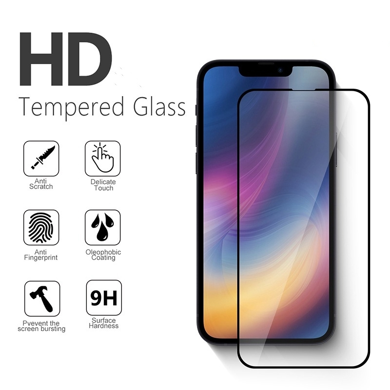 Black edge 9H HD tempered film For iPhone 14 11 12 13 Pro Max XS XR XS MAX 6 7 8 Plus Mini GLASS SCREEN TEMPERED PROTECTOR