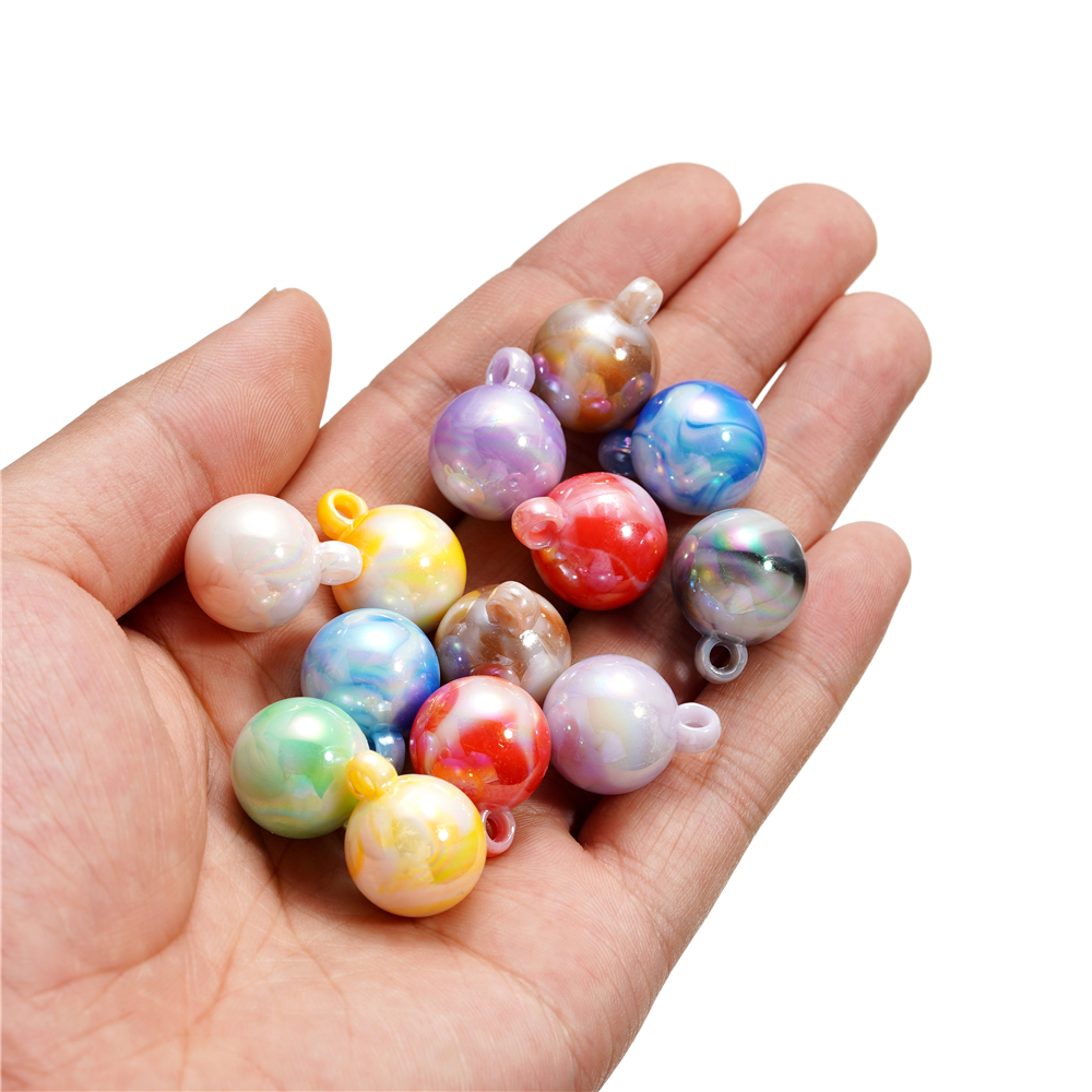 Stkunkka 4pcs /Bag 16mm Acrylic Colorful Round Beads Pendant Smudge Plating Manik-Manik Bulat Warna-Warni Untuk Membuat Perhiasan DIY Gelang Lanyard