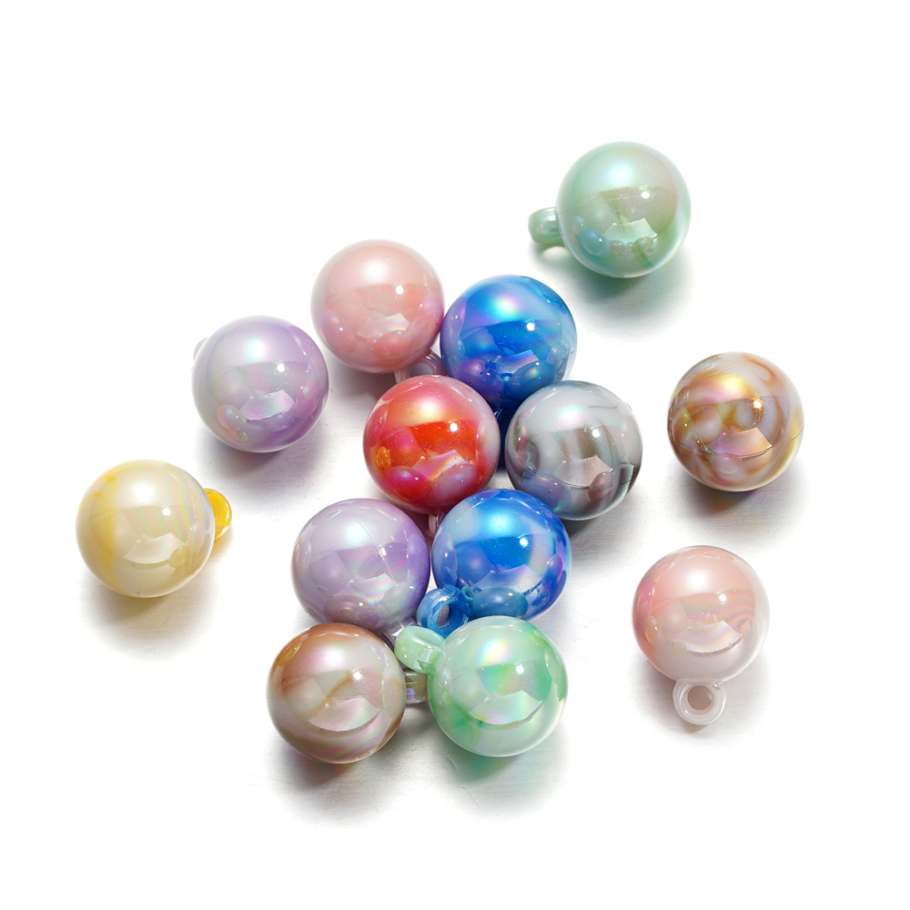 Stkunkka 4pcs /Bag 16mm Acrylic Colorful Round Beads Pendant Smudge Plating Manik-Manik Bulat Warna-Warni Untuk Membuat Perhiasan DIY Gelang Lanyard