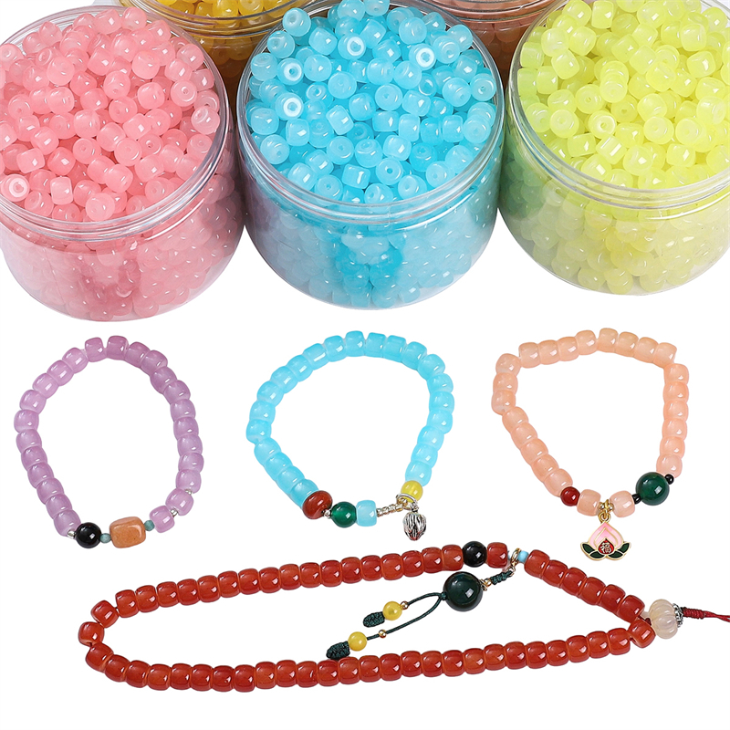 30pcs Manik-Manik Ember Giok Imitasi Kaca Warna-Warni Longgar Spacer Beads Untuk Gelang Kalung DIY Membuat Perhiasan Beads