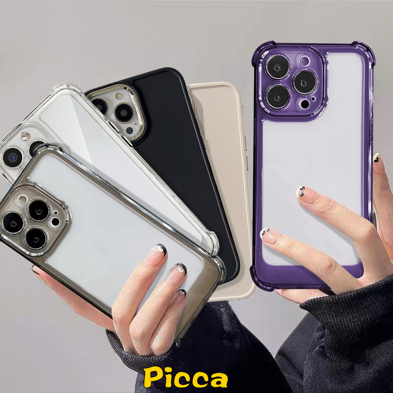 IPHONE Casing Ponsel Tahan Guncangan Kompatibel Untuk Iphone11Xr X7 8 Plus 14 13 12 Pro MAX XS MAX Mewah Simple Plating Electroplated Buttons Macaron Candy Color Soft TPU Back Cover