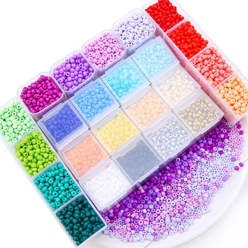 1box Beads Kit 3mm 28warna Manik-Manik Biji Kaca Plastik Alfabet Huruf Hati Beads Kit Untuk Membuat Perhiasan DIY Gelang Kalung Anting Aksesoris