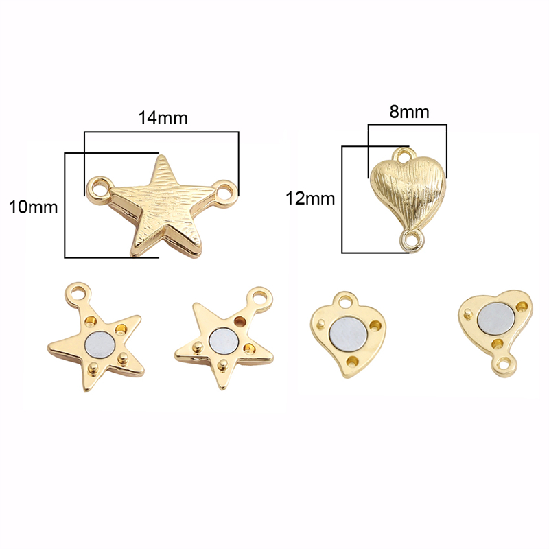 1set Fashion Baru Magnetic Clasp Bintang Hati Charms Clasp Finds Untuk Kalung Gelang DIY Membuat Perhiasan Temuan