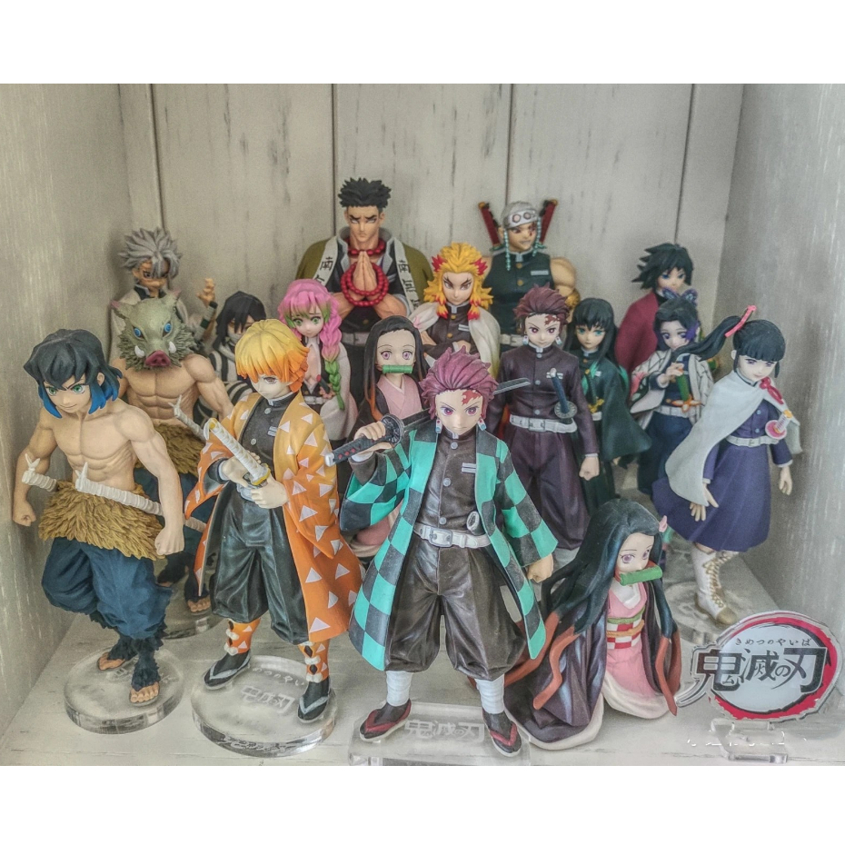 Anime Demon Slayer Figure Kimetsu No Yaiba model Giyuu Zenitsu Rengoku Nezuko Tanjirou Figurine Mainan Dekorasi