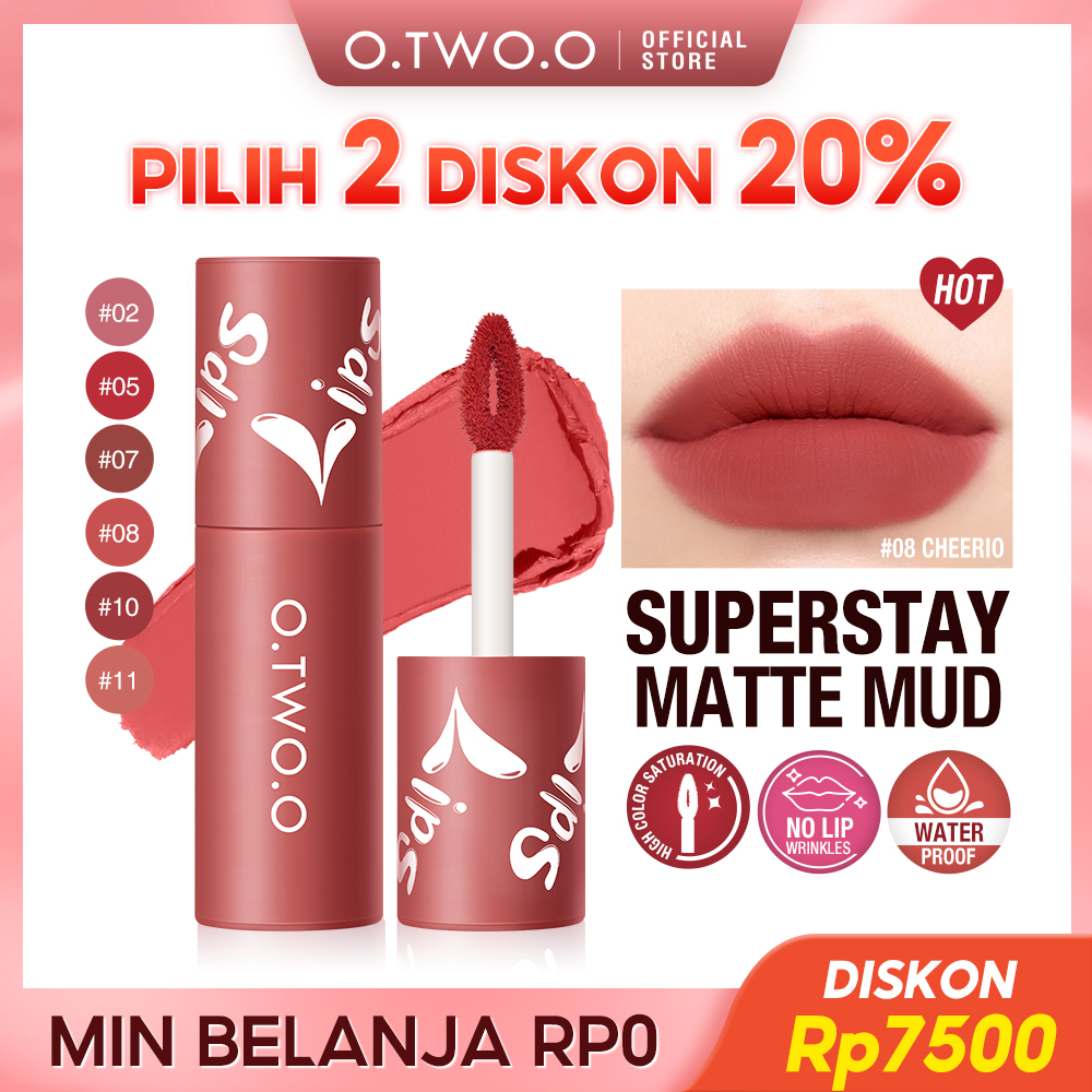 O.TWO.O Velvet Matte Liptint Lip &amp; Cheek Mud Dual-use Lip Clay High Pigmented Long Lasting Not Dry Concealing Lip Lines Liquid Lipstick