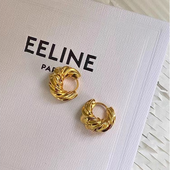 Anting Geometris Benang Logam Sederhana Anting Hoop Retro Prancis