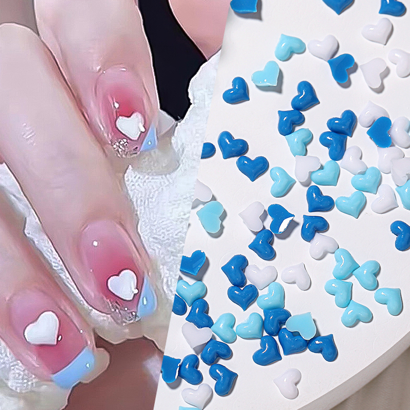 100 Pcs Macaron Bentuk Hati Nail Art Dekorasi Charms Bagian Kuku Perhiasan Pernikahan Manicure Aksesoris DIY