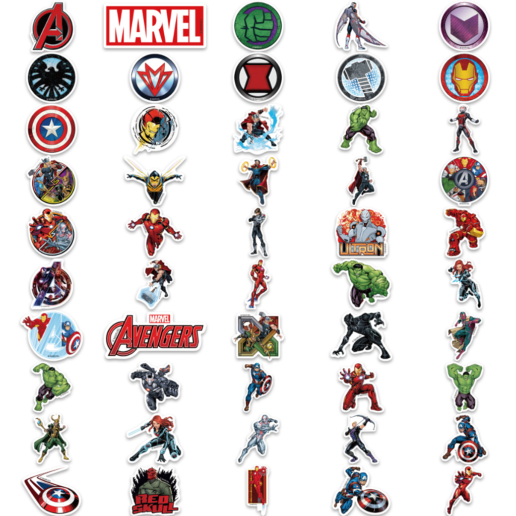 50 /100PCS Disney Marvel The Avengers Lucu Super Hero Kartun Stiker Graffiti Decals Laptop Mobil Sepeda Mainan Stiker Untuk Anak