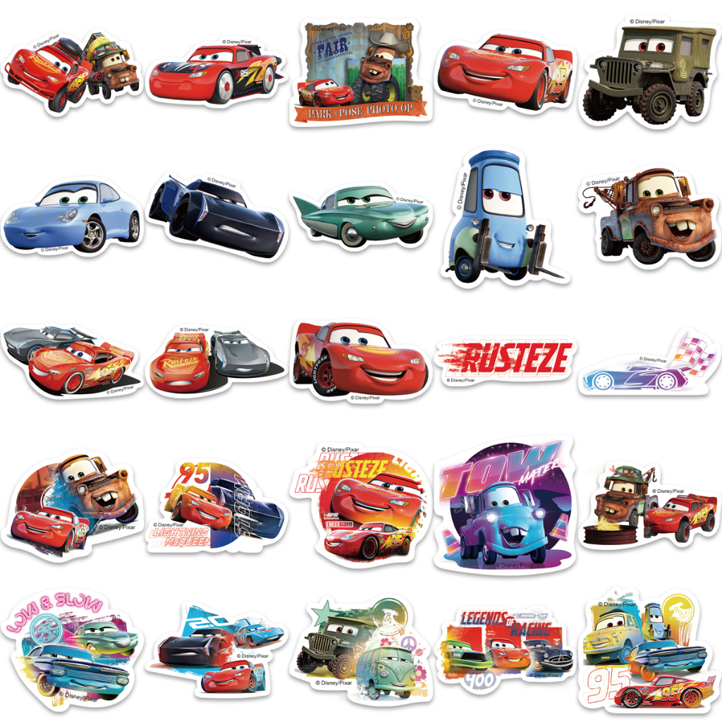 50pcs Disney Cars Stiker Graffiti Decals Laptop Bagasi Skateboard Tahan Air Stiker Mainan Anak