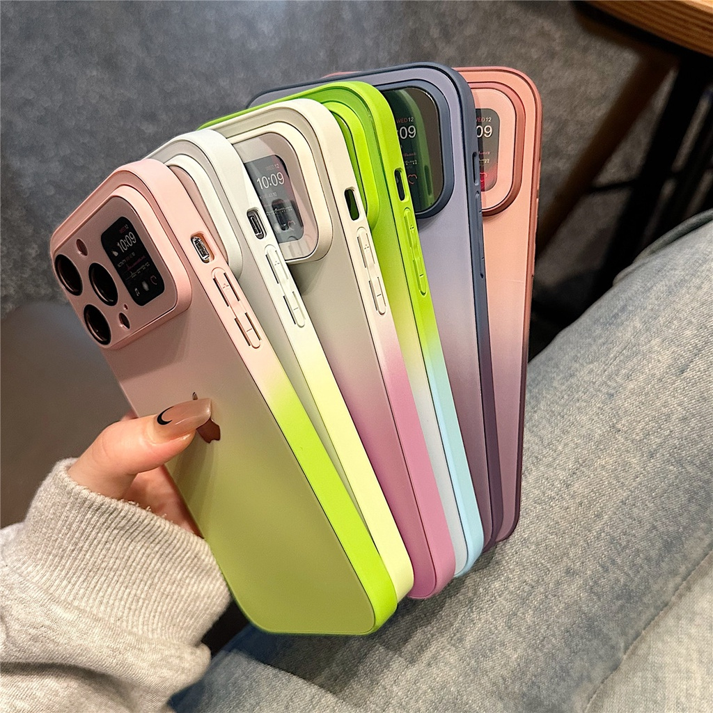 Luxury Gradient Ribbon Peugeot Glass Lens Case for iPhone 14, 11, 12, 13 Pro Max