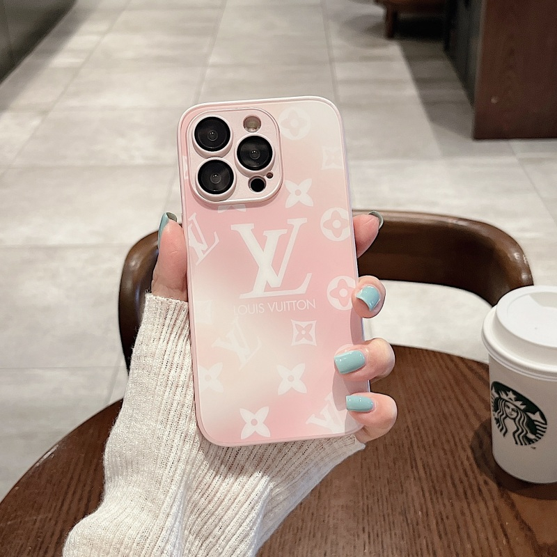 IPHONE Casing Ponsel LV Kaca Louis Vuitton Warna-Warni Mewah Baru Untuk Iphone12 13 11 14 pro max