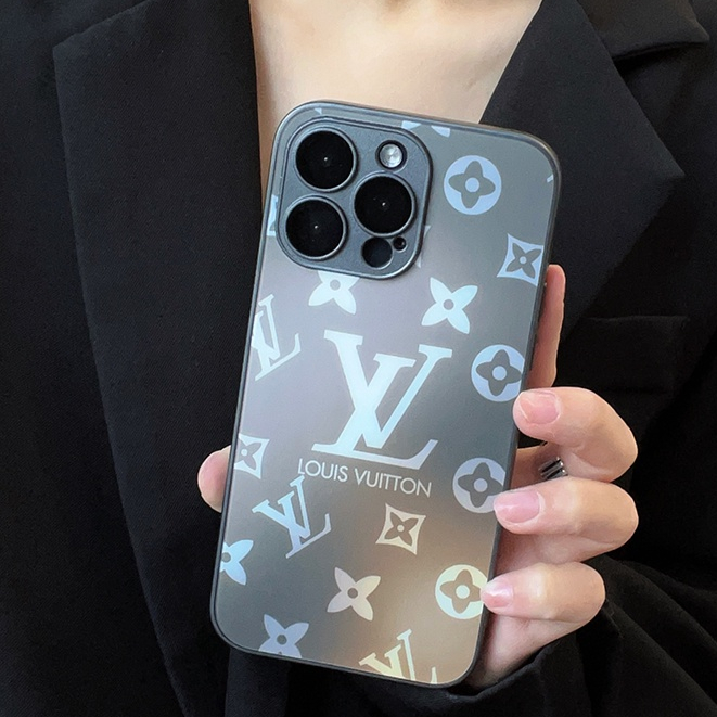 Luxurious Louis Vuitton co-branded mobile phone case for iphone 11 12 13 14 pro max new colorful glass anti-fingerprint hard shell