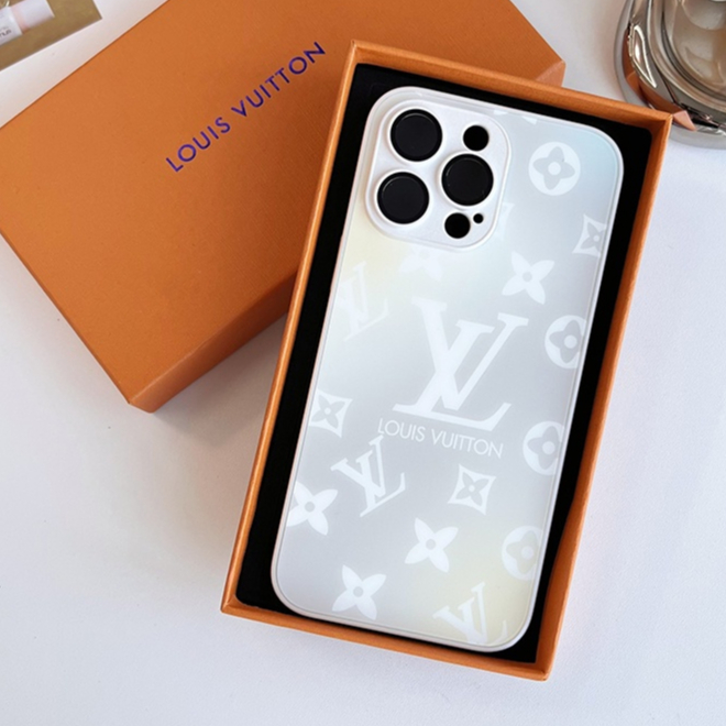 Luxurious Louis Vuitton co-branded mobile phone case for iphone 11 12 13 14 pro max new colorful glass anti-fingerprint hard shell