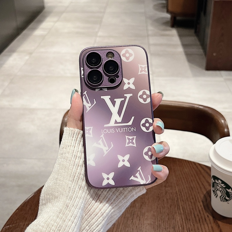 IPHONE Casing Ponsel LV Kaca Louis Vuitton Warna-Warni Mewah Baru Untuk Iphone12 13 11 14 pro max