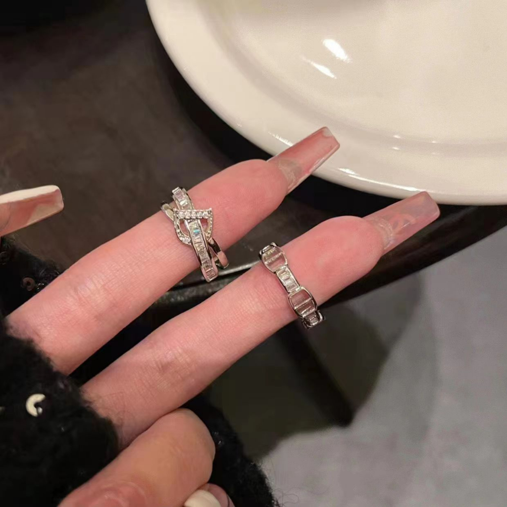 2pcs /Set Fashion Huruf D Pembukaan Cincin Woman Ins Jari Telunjuk Cincin