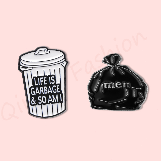 Lucu Tong Sampah Enamel Pin Life Is Gerbge So Am I Bros Kerah Lencana Kreatif Perhiasan Hadiah Untuk Teman