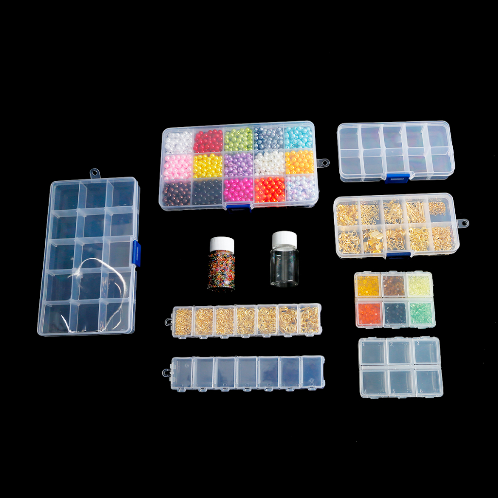 Kotak Penyimpanan Plastik Transparan Adjustable Untuk Komponen Kecil Perhiasan Tool Box Manik Pills Organizer Nail Art Tip Case