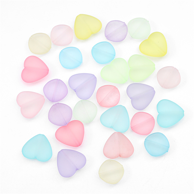 6 Pcs/Bag Acak Campuran Frosted Matte Permen Warna Jantung Lucu Pesona Manik-Manik Untuk Kalung Gelang DIY Jewerly Craft Membuat Aksesoris