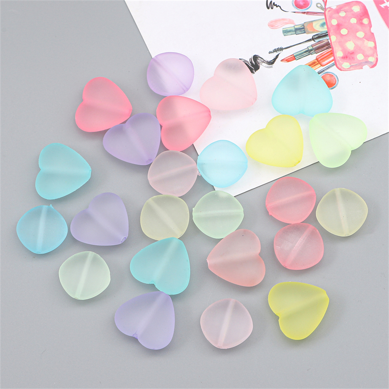 6 Pcs/Bag Acak Campuran Frosted Matte Permen Warna Jantung Lucu Pesona Manik-Manik Untuk Kalung Gelang DIY Jewerly Craft Membuat Aksesoris