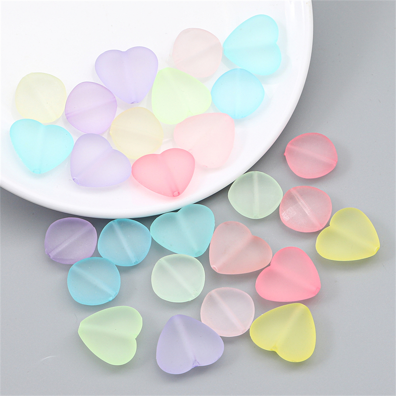 6 Pcs/Bag Acak Campuran Frosted Matte Permen Warna Jantung Lucu Pesona Manik-Manik Untuk Kalung Gelang DIY Jewerly Craft Membuat Aksesoris