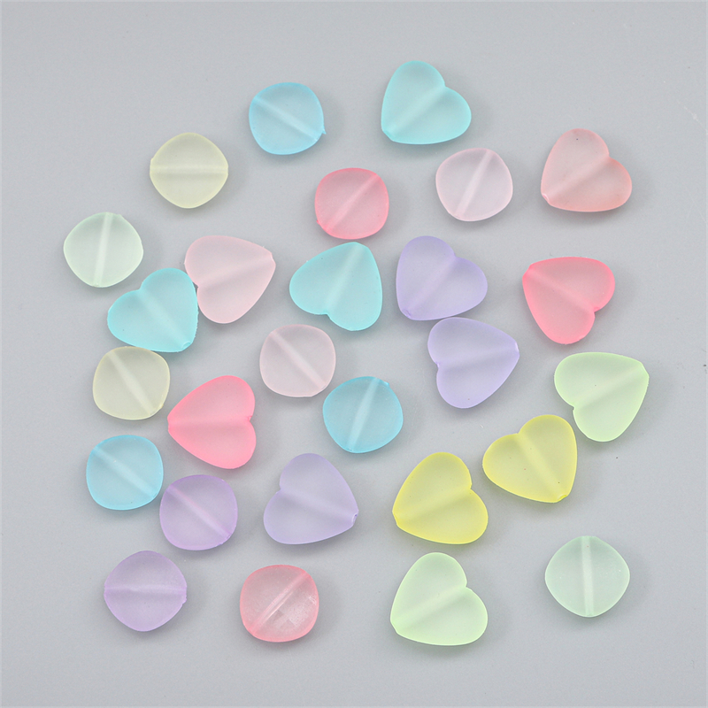 6 Pcs/Bag Acak Campuran Frosted Matte Permen Warna Jantung Lucu Pesona Manik-Manik Untuk Kalung Gelang DIY Jewerly Craft Membuat Aksesoris