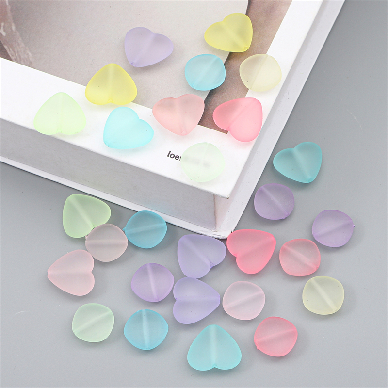 6 Pcs/Bag Acak Campuran Frosted Matte Permen Warna Jantung Lucu Pesona Manik-Manik Untuk Kalung Gelang DIY Jewerly Craft Membuat Aksesoris