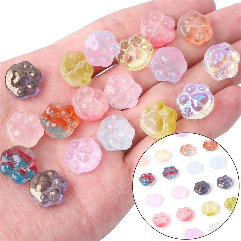 20pcs/bag 15mm Lampwork Manik-Manik Kaca Kucing Lucu Beruang Cakar Pesona Manik-Manik Untuk Neckalce Eearring Hiasan Rambut Membuat DIY Jewerly Craft Aksesoris