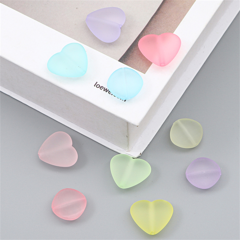 6 Pcs/Bag Acak Campuran Frosted Matte Permen Warna Jantung Lucu Pesona Manik-Manik Untuk Kalung Gelang DIY Jewerly Craft Membuat Aksesoris