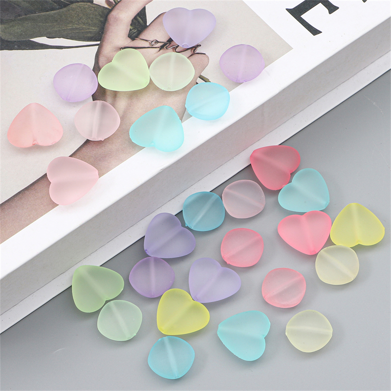 6 Pcs/Bag Acak Campuran Frosted Matte Permen Warna Jantung Lucu Pesona Manik-Manik Untuk Kalung Gelang DIY Jewerly Craft Membuat Aksesoris