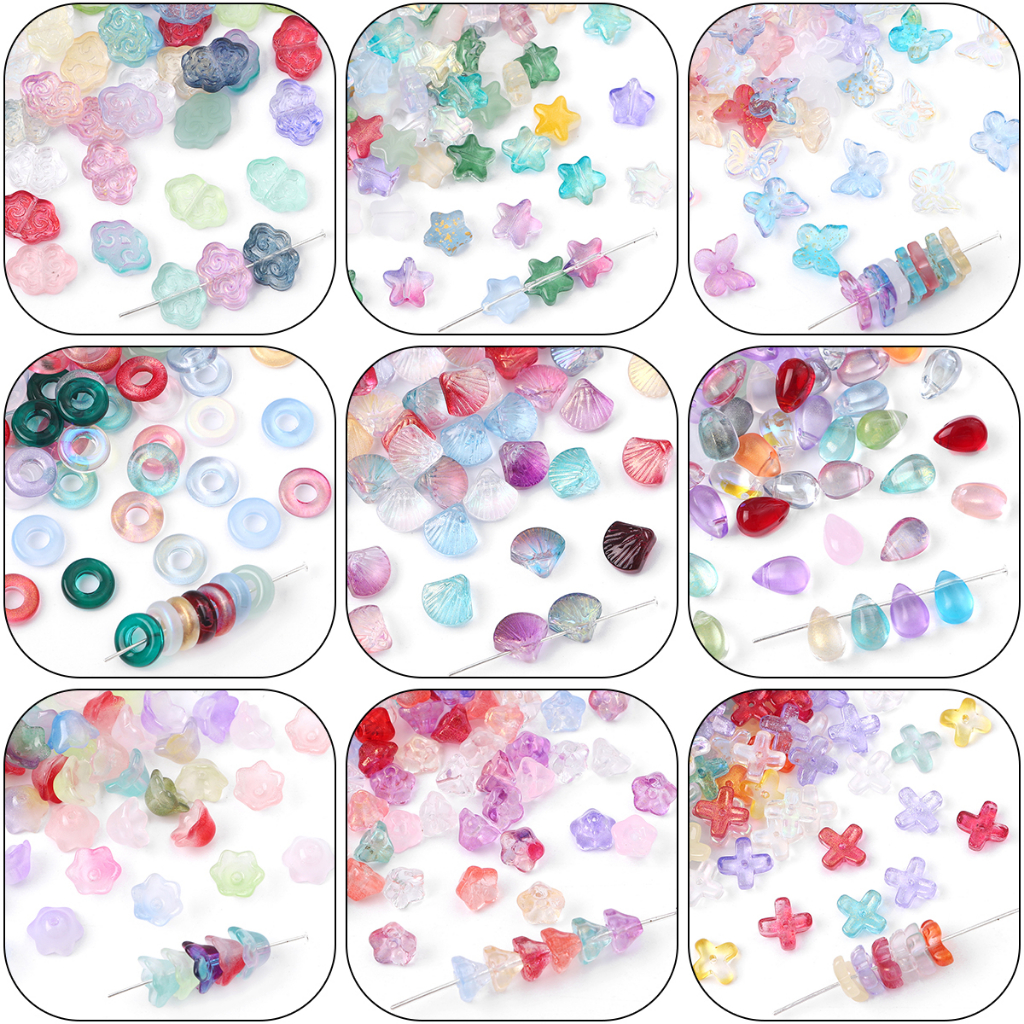 20pcs/bag Bentuk Campur Manik-Manik Lampwork Kaca Hati Bintang Bunga Kupu-Kupu Pesona Manik-Manik Untuk Kalung Gelang Anting DIY Membuat Perhiasan Aksesoris