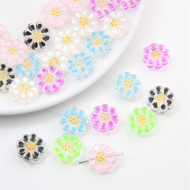 2 Pcs/Bag Handmade Lampwork Glass Beads Sun Flower Charms Longgar Spacer Beads Untuk Anting Gelang Kalung DIY Membuat Perhiasan Aksesoris