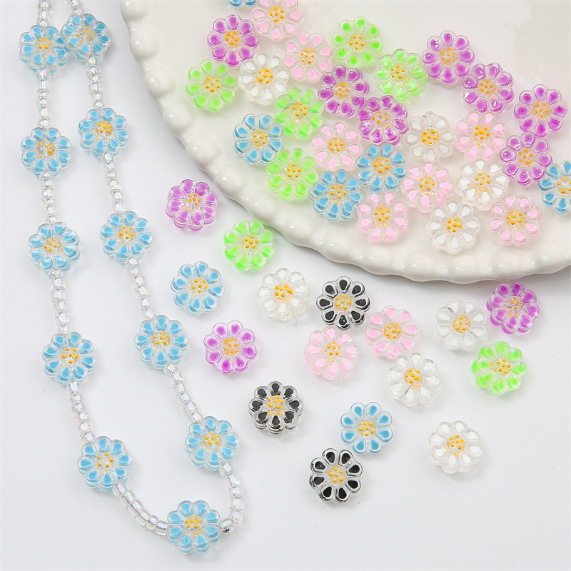 2 Pcs/Bag Handmade Lampwork Glass Beads Sun Flower Charms Longgar Spacer Beads Untuk Anting Gelang Kalung DIY Membuat Perhiasan Aksesoris